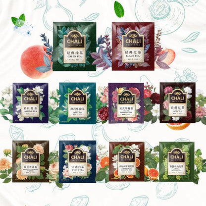 高级茶包系列 - 桃子乌龙茶、玫瑰桂花水果茶、冷泡黑茶与绿茶混合饮品