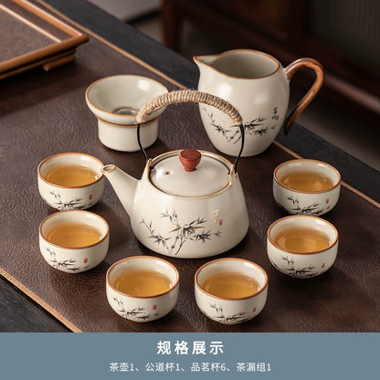 Ru Kiln Ceramic Tea Set Collection - Premium Chinese Teapot, Cups & Tray for Home, Gongfu Tea Ceremony, Luxury Guest Reception