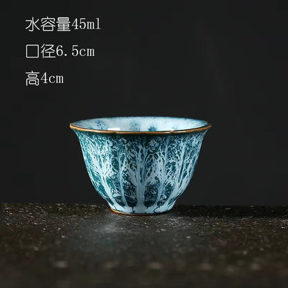 Ręcznie wykonany ceramiczny kubek do herbaty Jian Zhan - tradycyjny kubek z kamionki z glazurą Temmoku, duży stożkowy kubek do ceremonii herbaty chińskiej/japońskiej