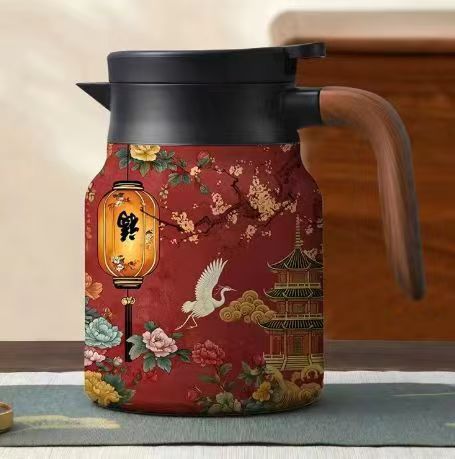 Elegant Stainless Steel Insulated Tumbler with Simple Floral Design - Perfect for Home Brewing and Tea Separation
