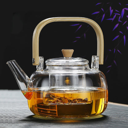 耐高温玻璃茶壶，带挂柄——大容量炉灶安全冲泡壶，适用于电陶炉，现代家用茶具