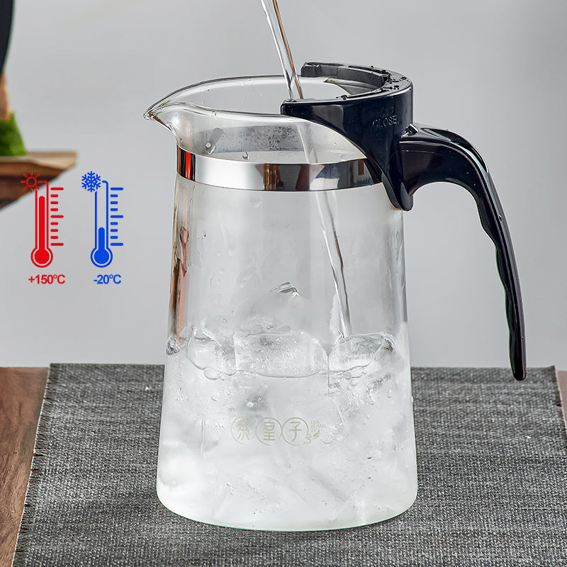 Borosilicate Glass Tea Maker with Removable Infuser - One-Touch Filtering Teapot, Heat-Resistant Loose Leaf Tea Brewer for Home/Office, Easy-Clean Tea Steeping Vessel with Ergonomic Handle